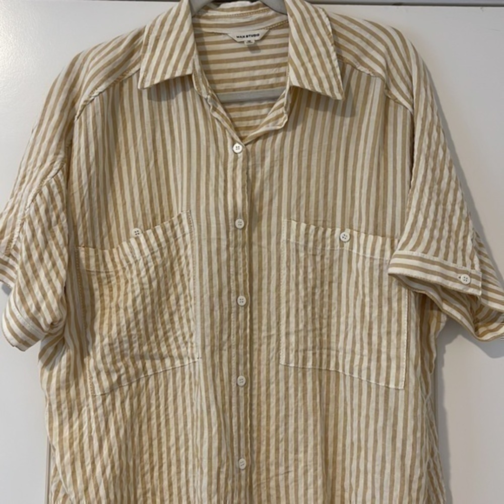Max Studio Striped Oversized Button Up - image 2